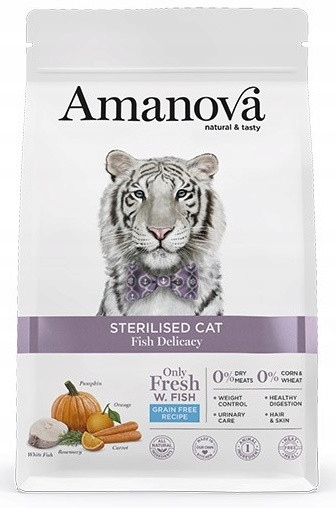 Amanova Cat Sterilised Fish Delicacy – bílá ryba 1,5 kg