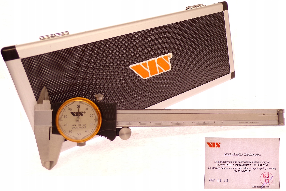 Suwmiarka Zegarowa 150mm Vis L150 0,01 Deklaracja Dokładna Solidna Czytelna