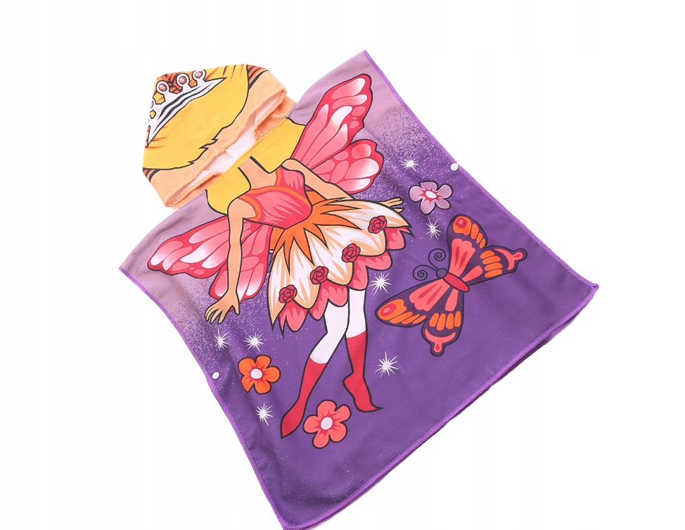 PONCZO RĘCZNIK Z KAPTURKIEM SERCA WZORY PLAŻA BASEN MORZE PONCHO Rozmiar 38T