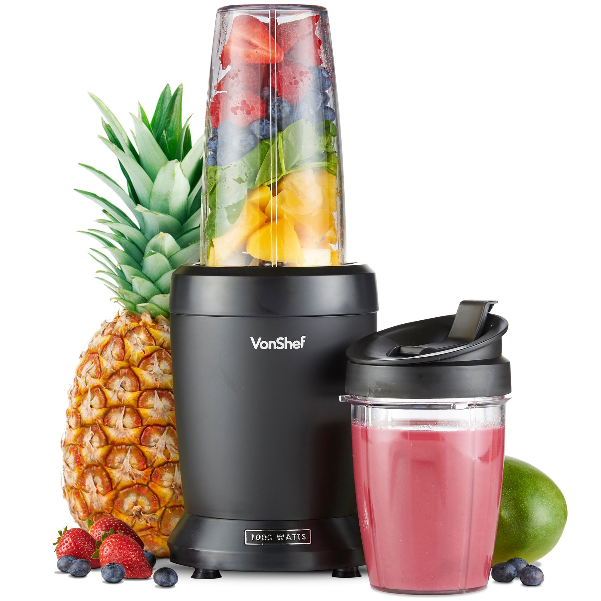 VONSHEF Mikser Smoothie Maker Do Owoców Warzyw i Lodu 1000W 500ml 800ml
