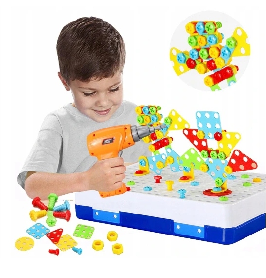 

Układanka Klocki Puzzle Mozaika Z Wkrętarką Dzieci