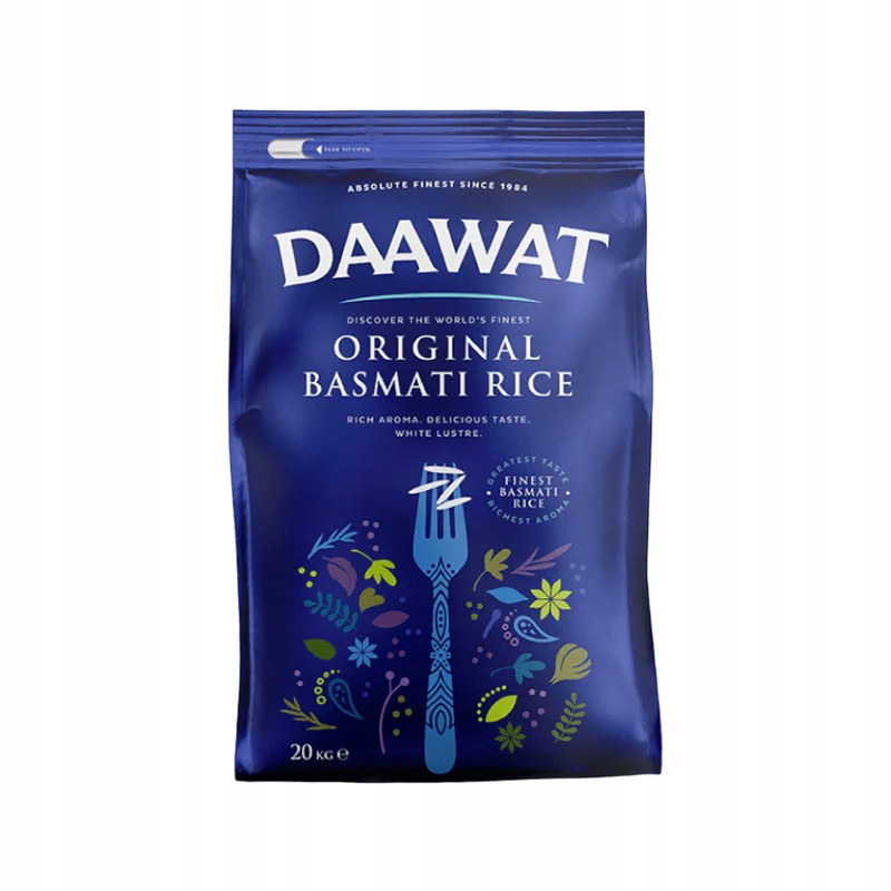 Rýže basmati Daawat Original 20 kg – dlouhozrnná, sypká, aromatická
