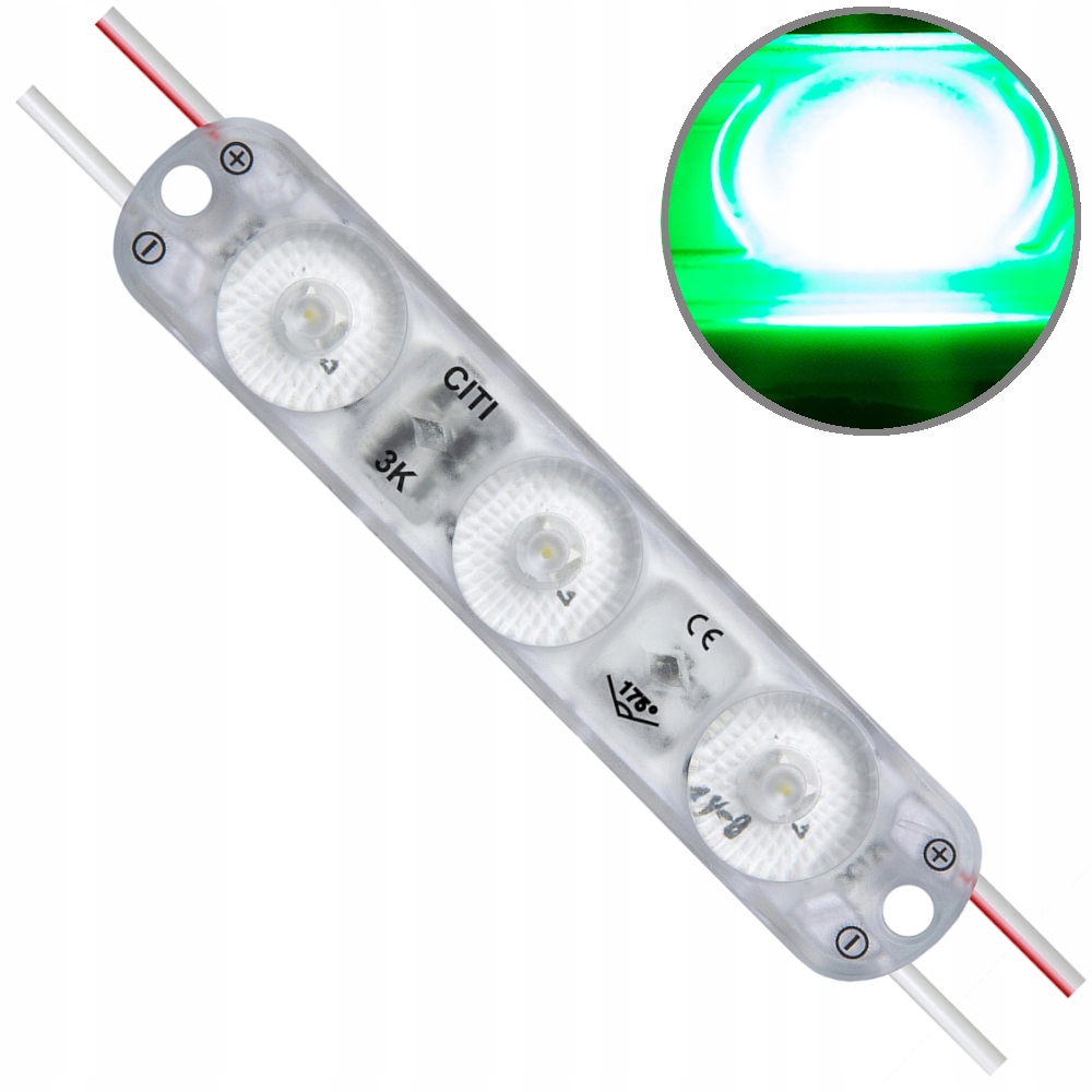 

Moduł 3x Led 2835 Smd 0,72W zielony Citi Lens IP68