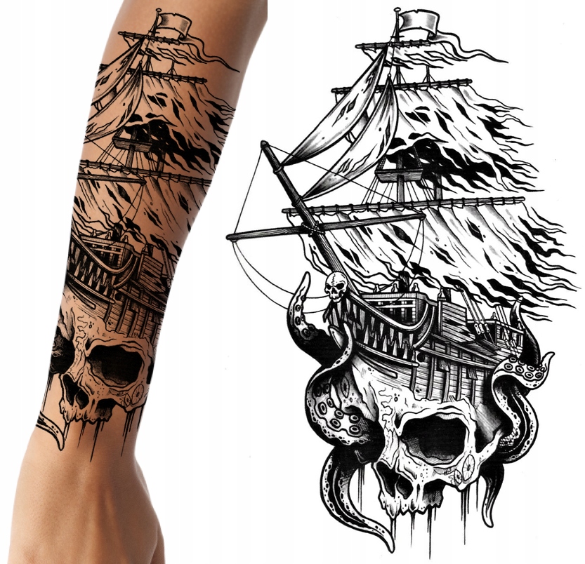 

Tatuaż zmywalny statek piracki czarna perła galeon