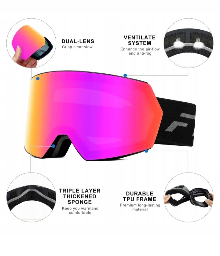 Fmy lyžařské brýle Anti-Fog UV400