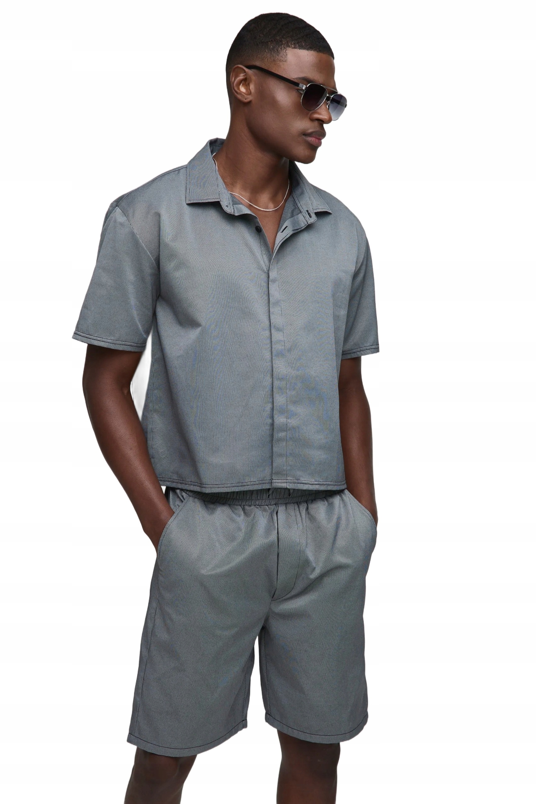 Boohooman Pánský Komplet Šortky A Košile Krátký Rukáv Melírovaná Velikost Z3A