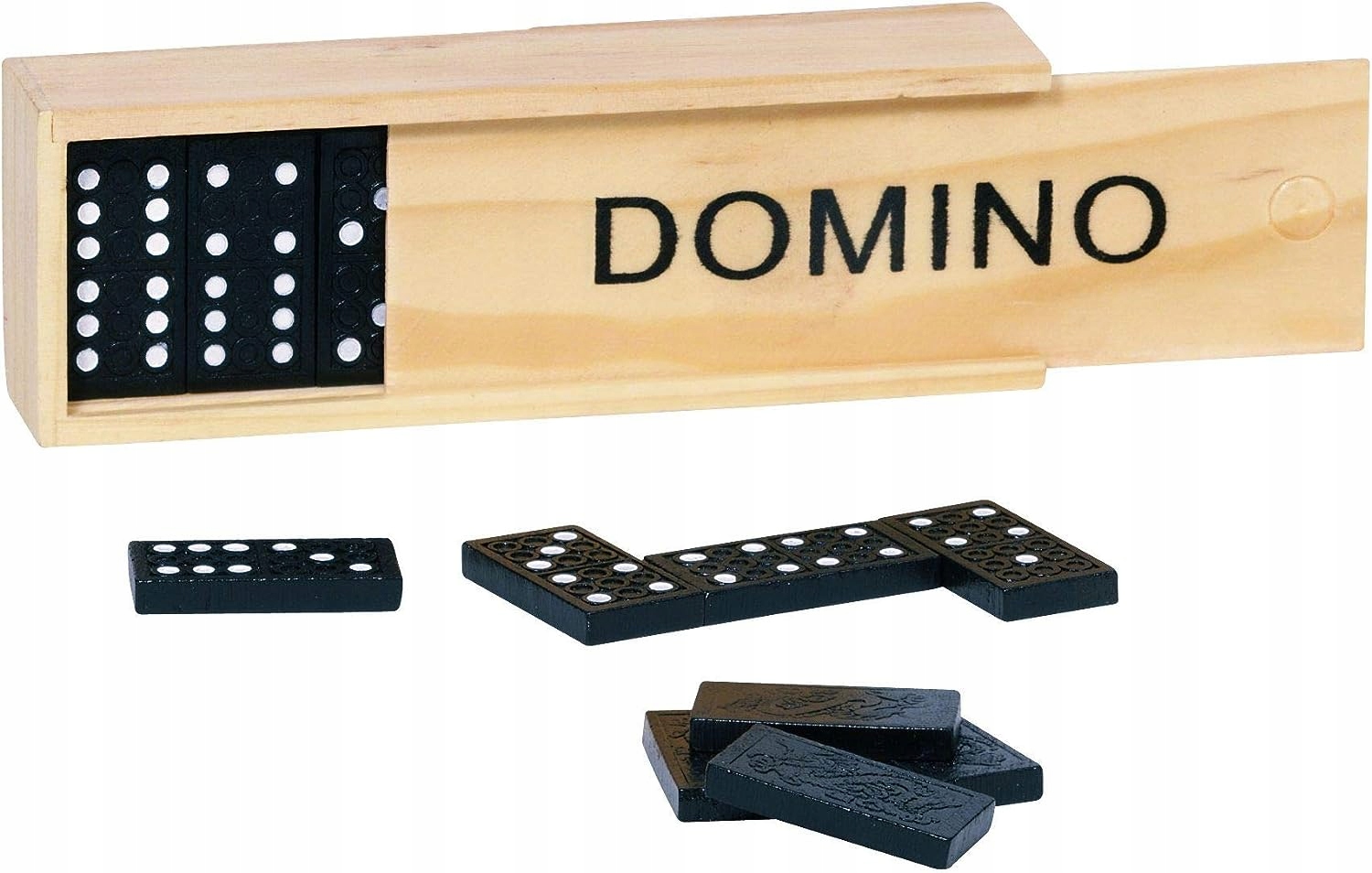 DOMINO DREWNIANE GRA LOGICZNA KLOCKI DREWNIANE PUDEŁKO 28 ELEMENTÓW