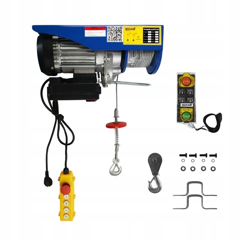 Wciągarka elektryczna linowa 18m 230V Husar Winch 800kg z pilotem radiowym