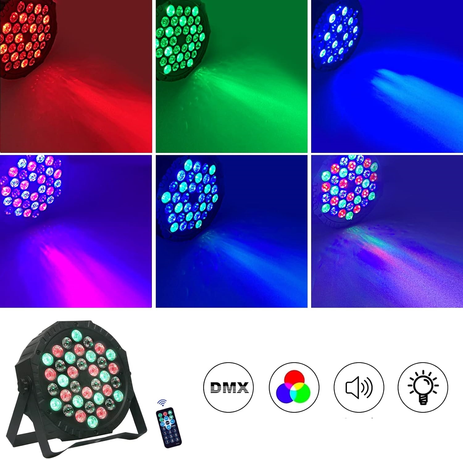 Reflektor Światło Dyskotekowe oświetlenie RGB 36 LED 72 W Pilot DMX Model PSD-2