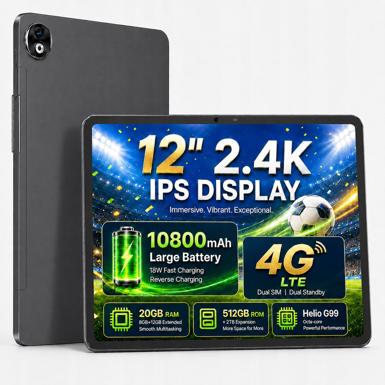 Tablet 4G Lte Doogee T40Pro 12"10800 mAh 20GB+512GB 2.4K/OTG/16MP/Android