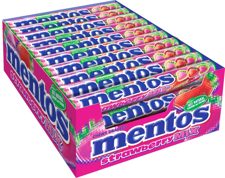 Mentos Strawberry Mix cukierki do żucia 40x37,5g