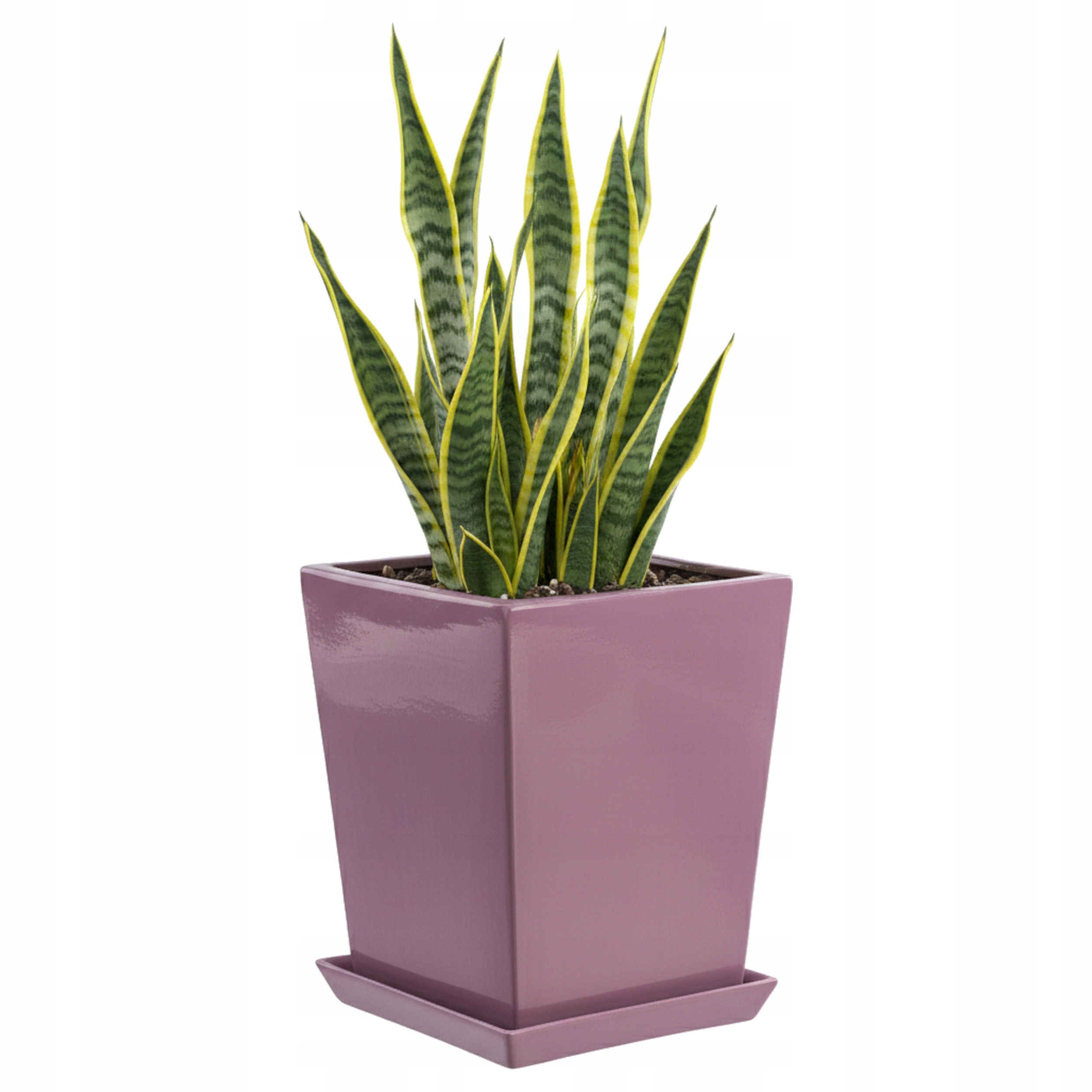 Obal na kvetináč keramická Ružová Vysoká 34 cm glazovaná vnútorná podložka