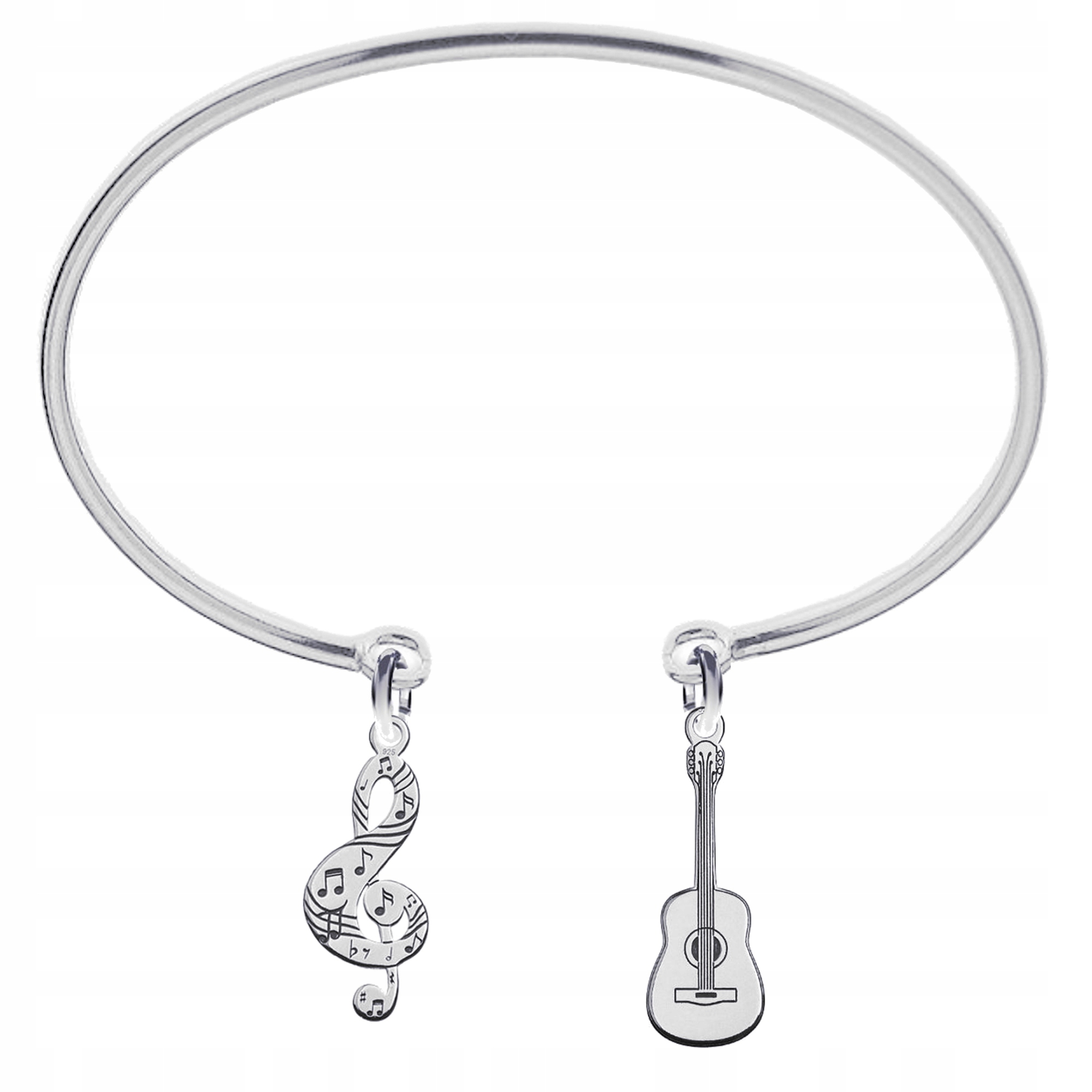Stříbrný náramek s zasouvacím obručem Nutka Kytara klasická Stříbro 925