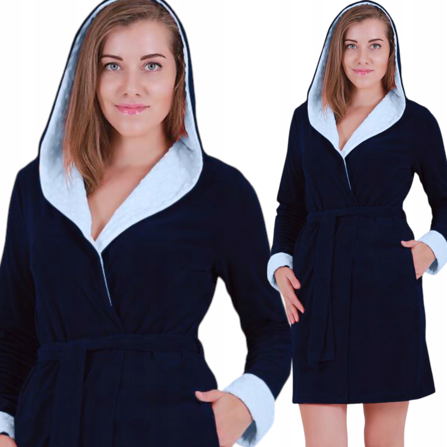 

Szlafrok Damski Welurowy Z Kapturem Ciepły Miękke