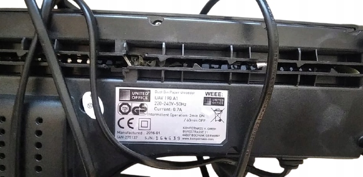 NISZCZARKA DO PAPIERU UAV 190 UNITED OFFICE EAN (GTIN) 4011209279766