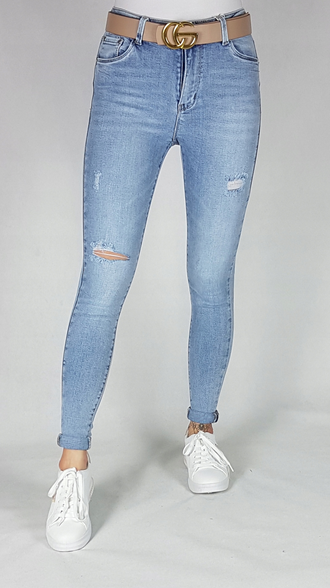 M. SARA джинсовые брюки с отверстиями размер S Midsection (Waist Height) high