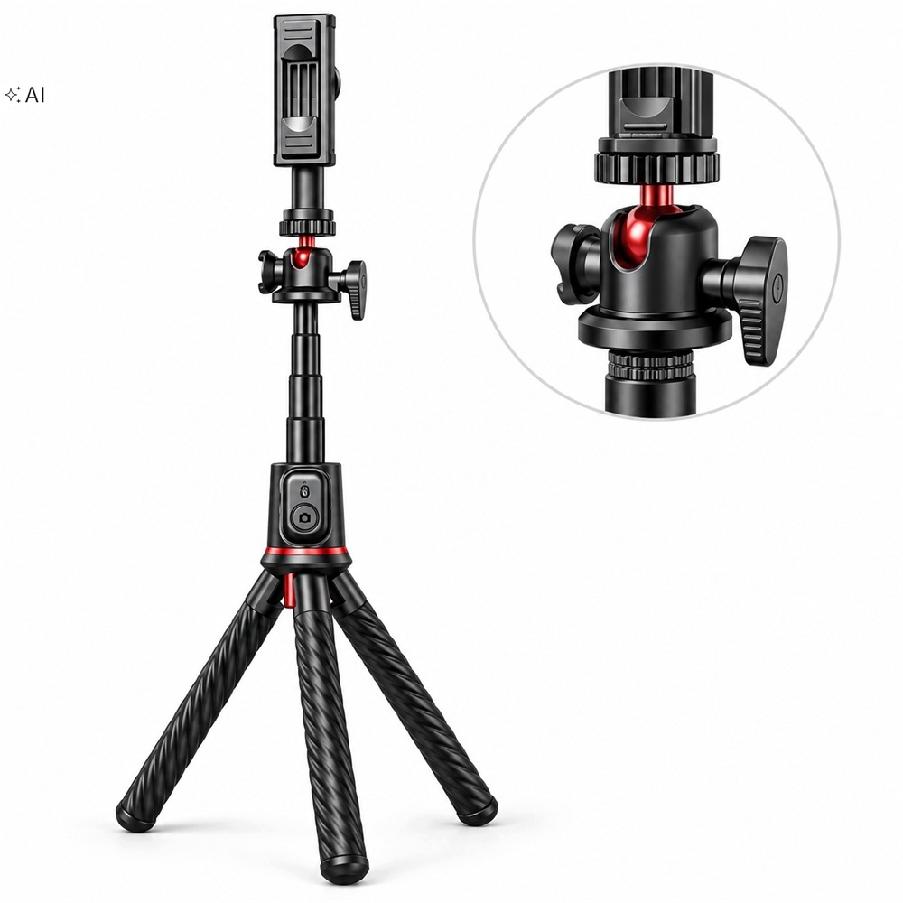 Flexibilní Selfie Tyč Stativ Pro Telefon Tripod Dálkové Ovládání Bluetooth