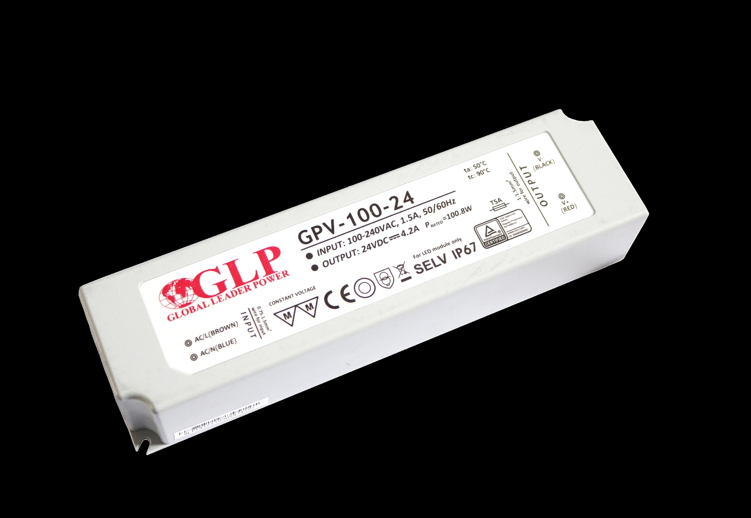 GPV-100-15: Glp napájecí zdroj Gpv série 15V/6,7A, CV, IP67 plastové pouzdro