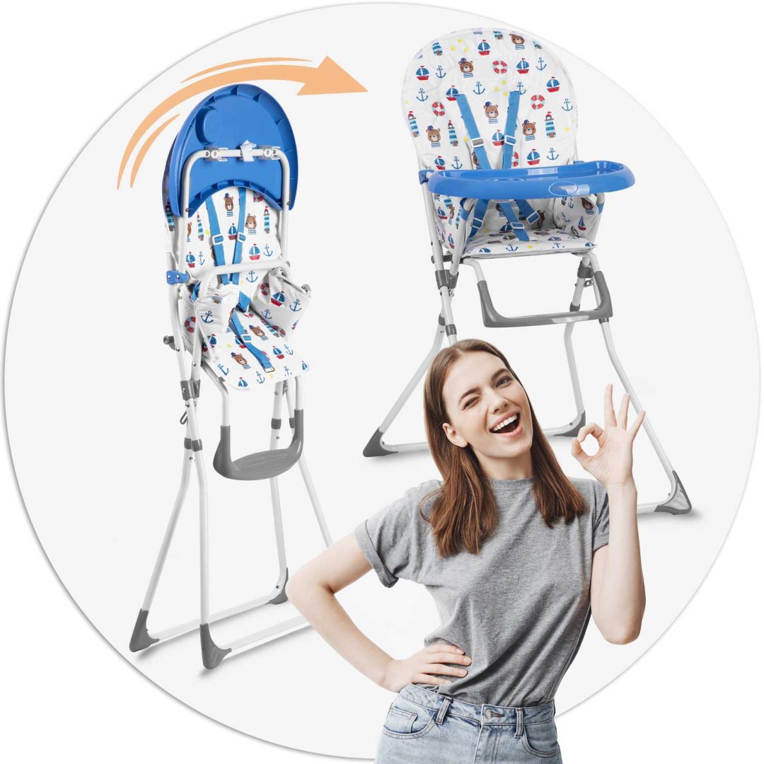 FOTELIK DO KARMIENIA KRZESEŁKO DLA DZIECI STOLIK TACKA KRZESŁO SKŁADANE Materiał tworzywo, metal