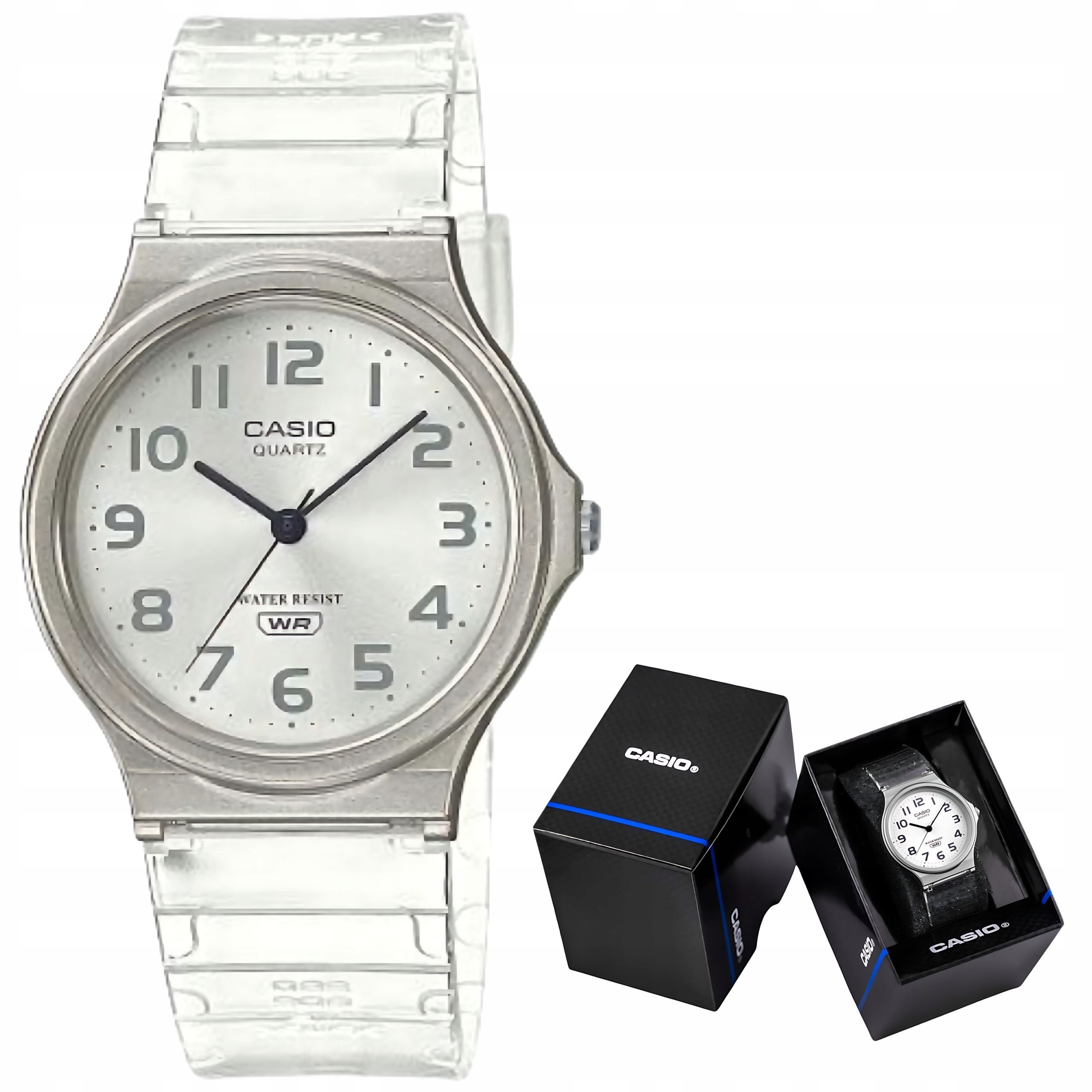 Dámské dívčí hodinky Casio MQ-24S Průhledný Transparentní WR30