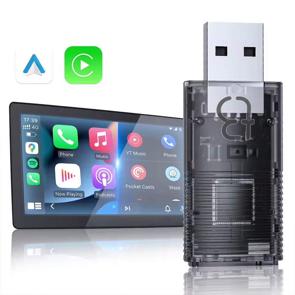 Bezprzewodowy Adapter Tb Nano do Apple CarPlay Android Auto Transparent