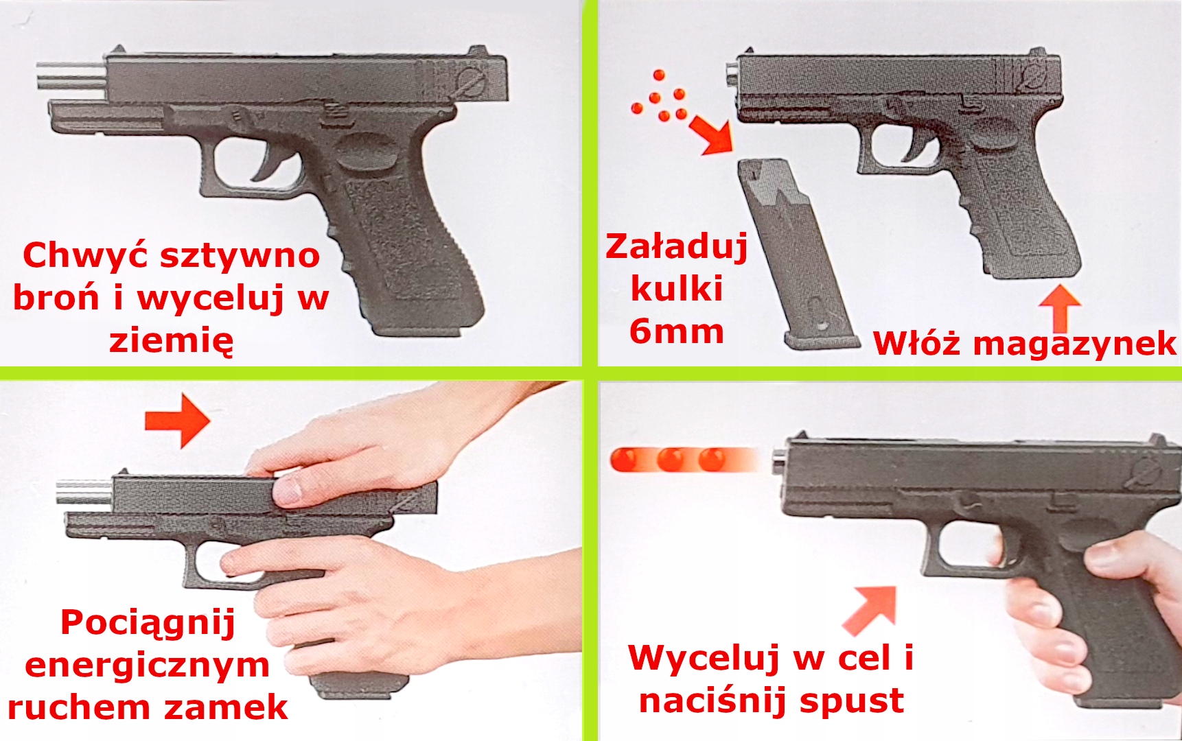 PISTOLET NA KULKI FIVE-SEVEN FN57 Z LASEREM I NIEBIESKĄ LATARKĄ REPLIKA ASG Rodzaj pistolety