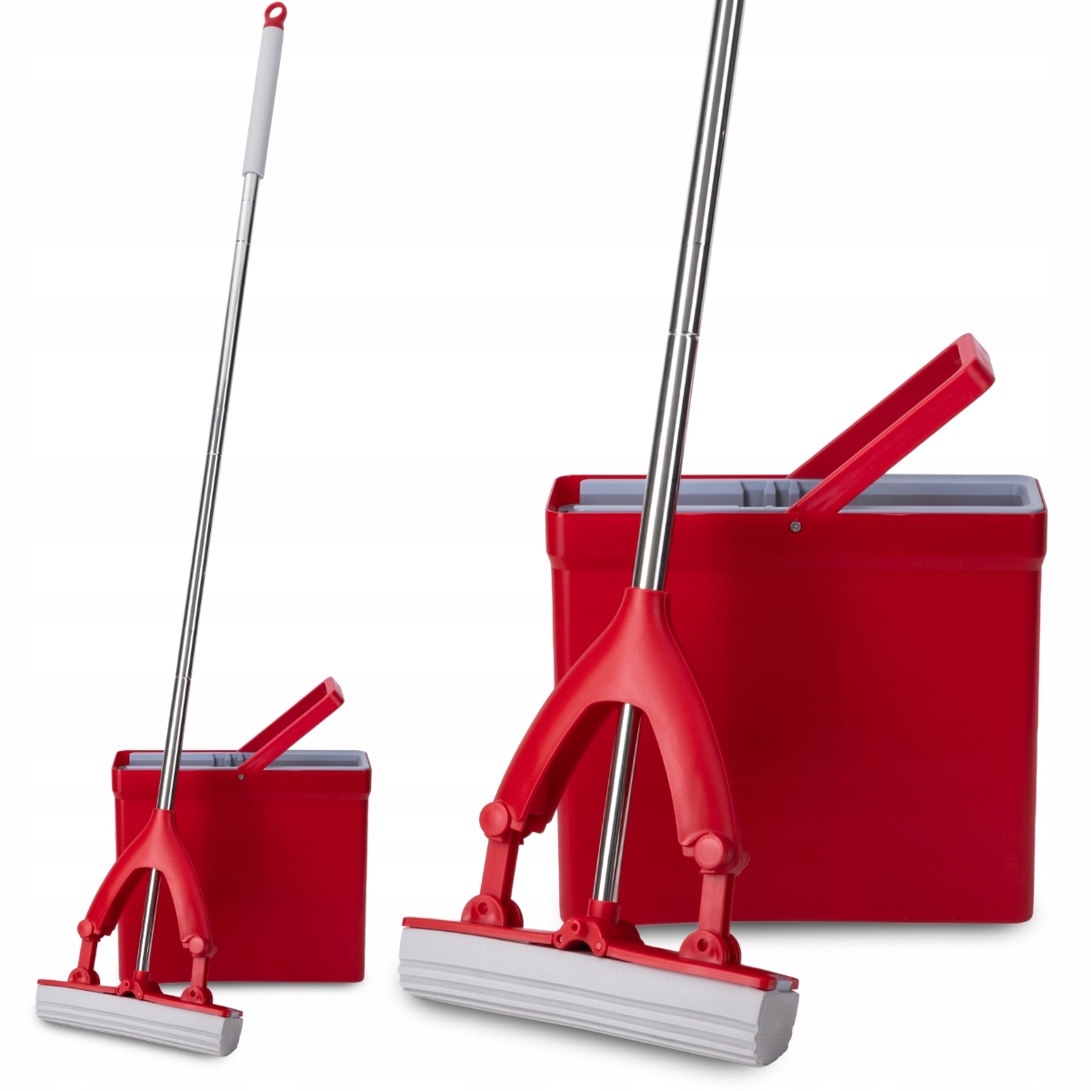 Levně Plochý Houbový Mop Se Ždímačem Kbelík Skládací Tyč Sada