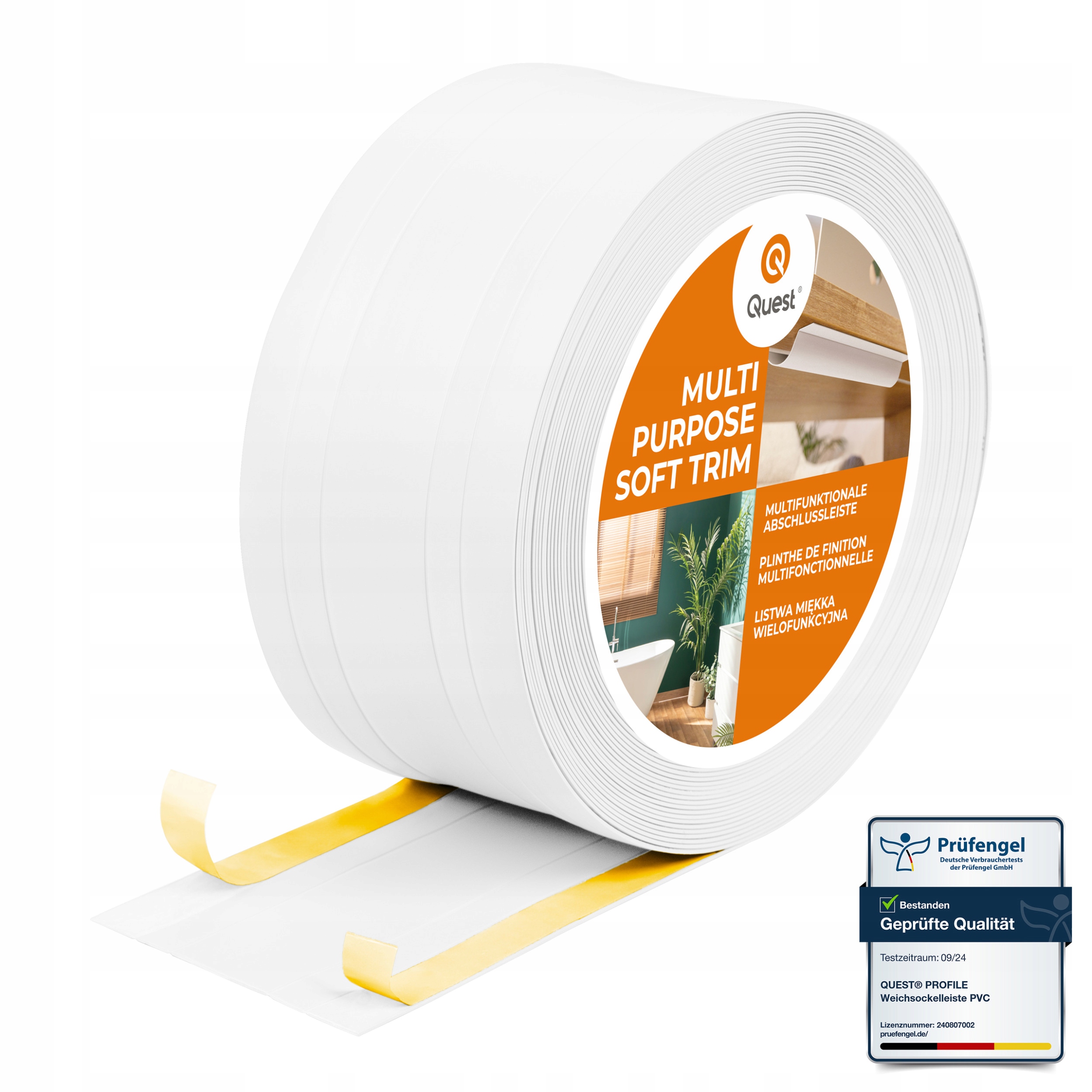 Pvc dokončovacia lišta 2v1 samolepiaca, biela 110 mm, 15 m, W4