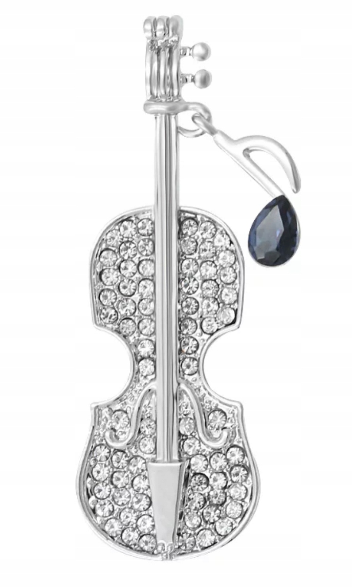 BROSZKA SKRZYPCE SREBRNA MUZYKA INSTRUMENT
