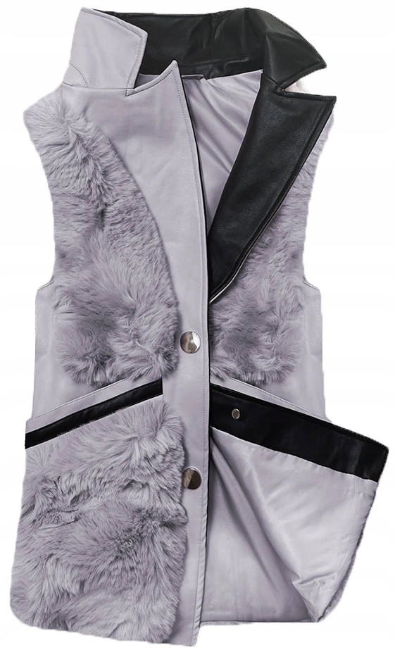 Ekokůžová Vesta+kožešina BR9593 Šedá XL (42)