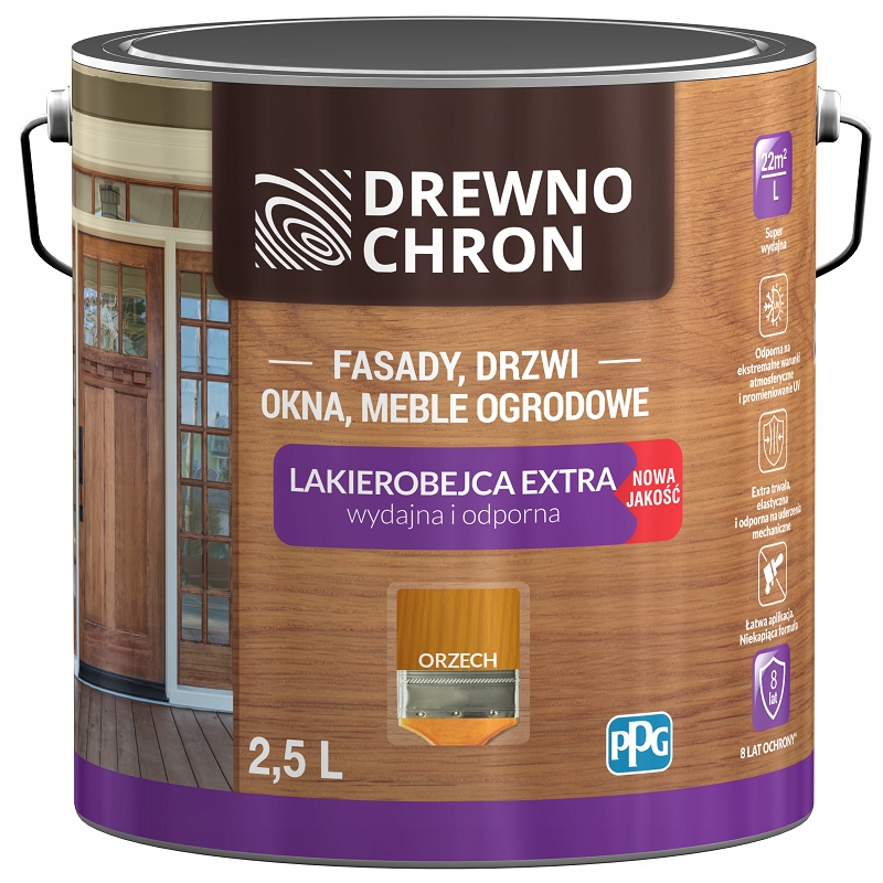 Drewnochron Lakierobejca do drewna Wydajna Extra orzech jasny 2,5l