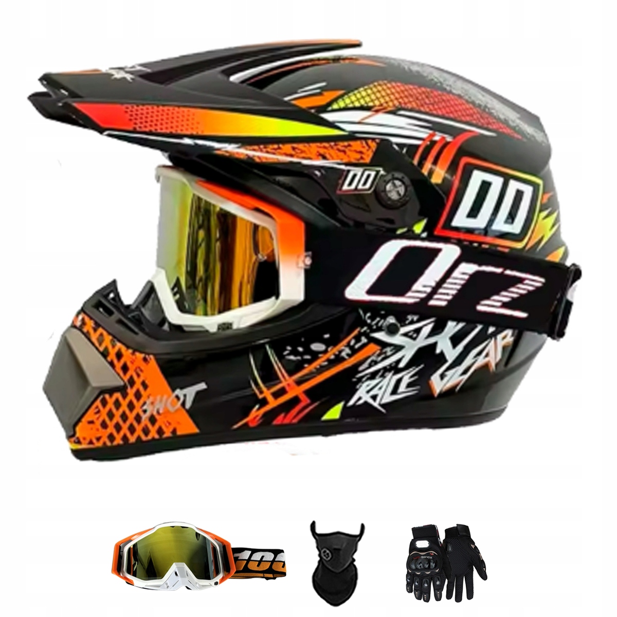 Motocyklová Přilba Lehká Enduro Quada Brýle Rukavice Maska M