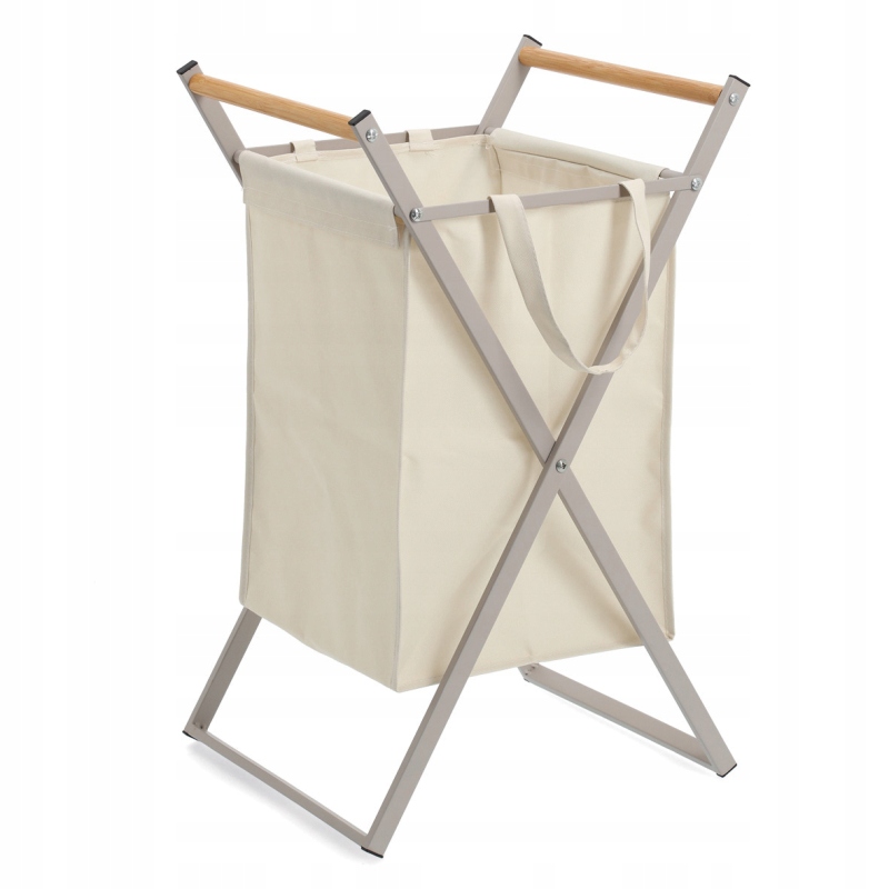Zeller Kôš na bielizeň béžový, polyester, kov 36,2x35x68,5cm