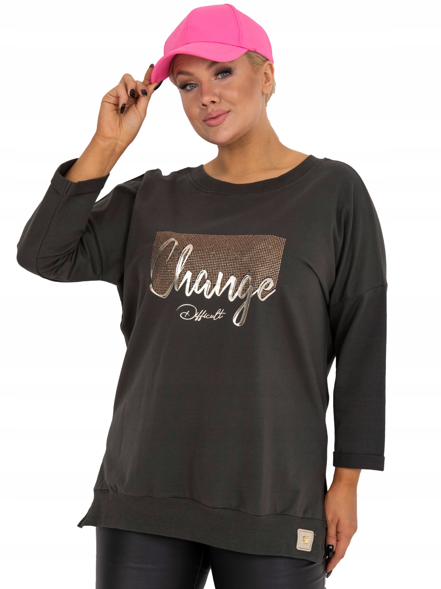 

Modna Bluzka damska Plus Size z aplikacją dżety