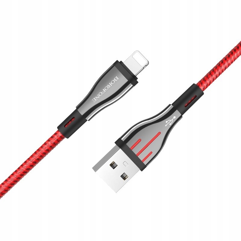 Borofone Highway kabel połączeniowy Usb do Lightning 1.2 m (czarny/czerwo