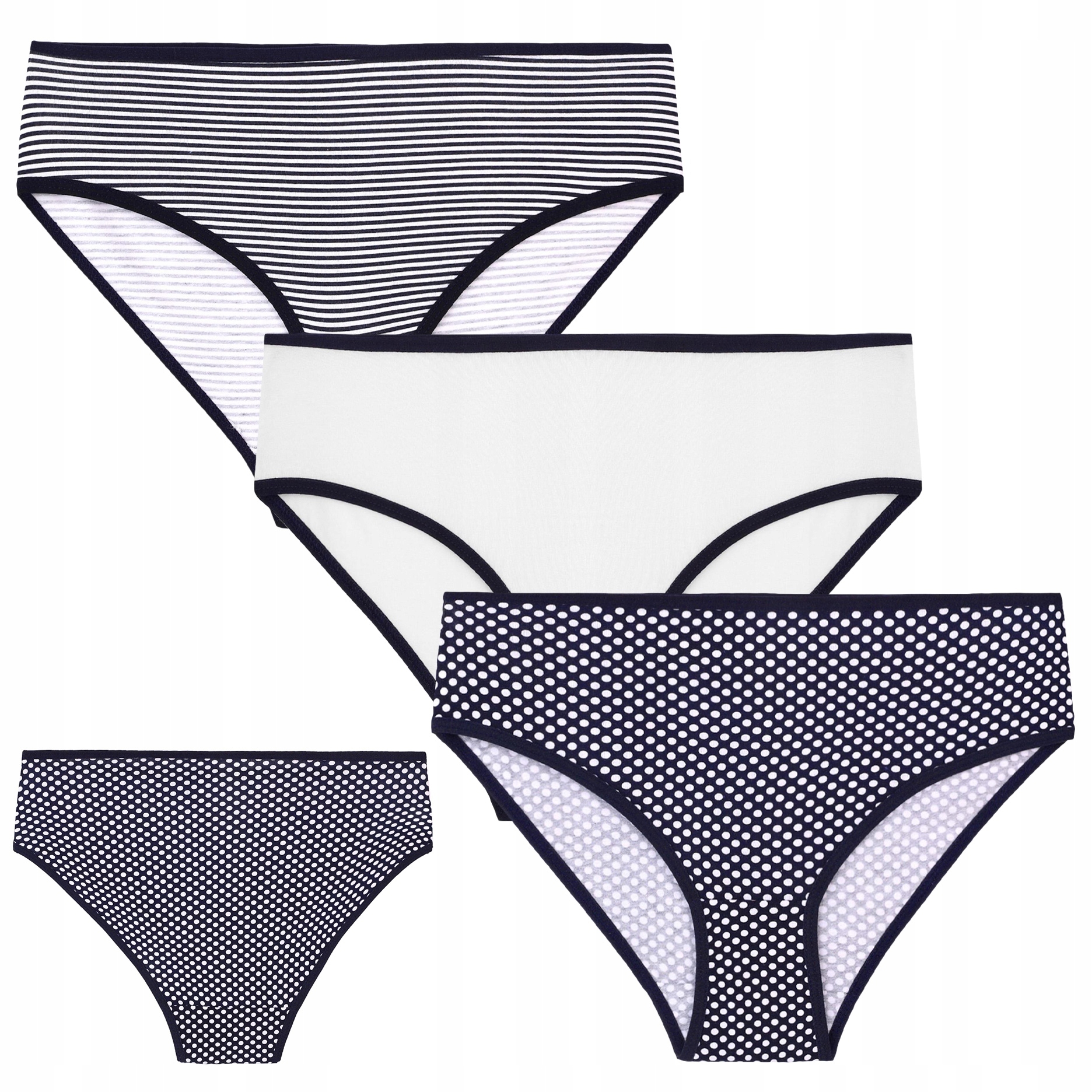 Moraj kalhotky s s puntíky a proužky, 3 Páry L