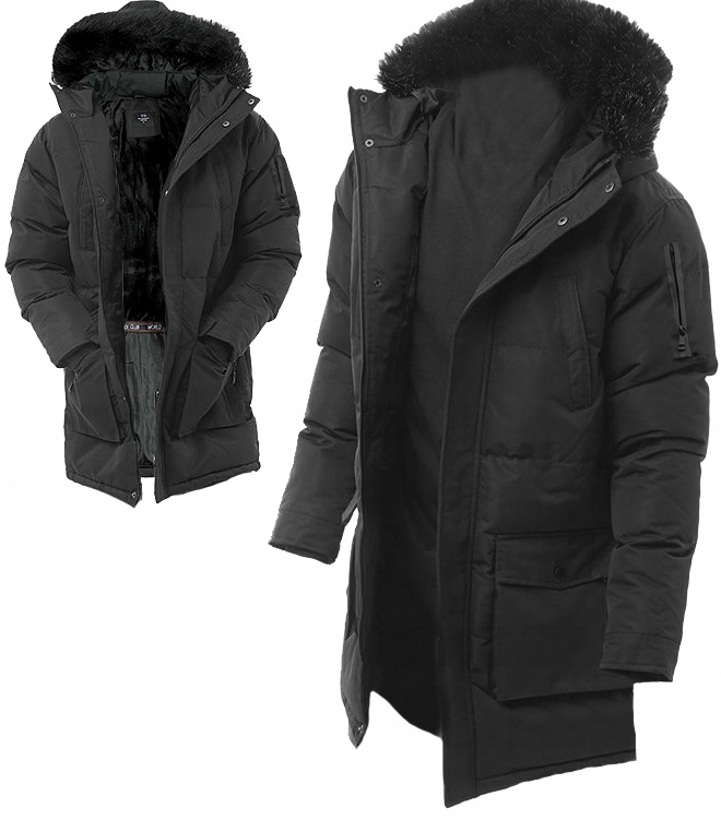 CIEPŁA KURTKA MĘSKA ZIMOWA PARKA OCIEPLANA PŁASZCZ PŁASZCZYK KAPTUR roz XXL
