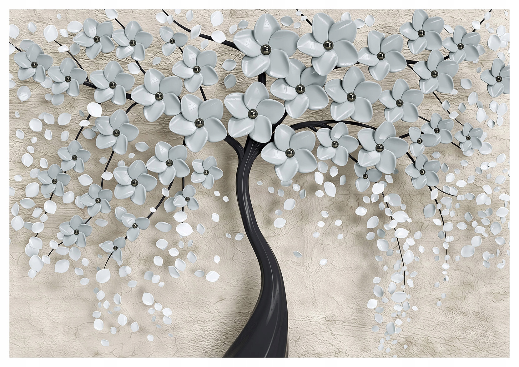 Vliesová fototapeta Kvetoucí strom Květiny Pastelově béžová 254x184 lepidlo