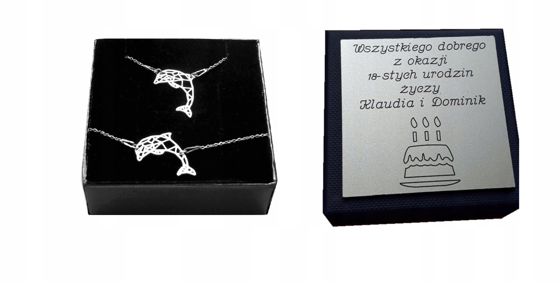 

Komplet delfin Origami srebro 925 Grawer