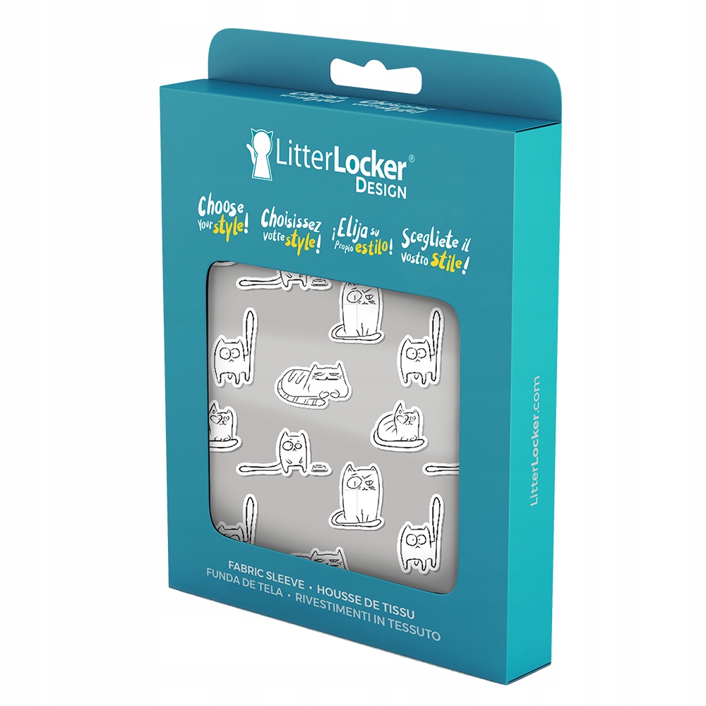 

LitterLocker Pokrowiec na pojemnik: Szary/kotki