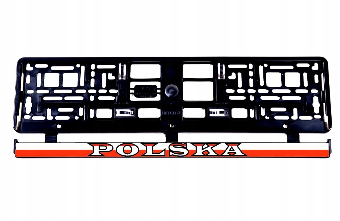 Ramka tablicy rejestracyjnej z napisem "Polska" Biało-Czerwona