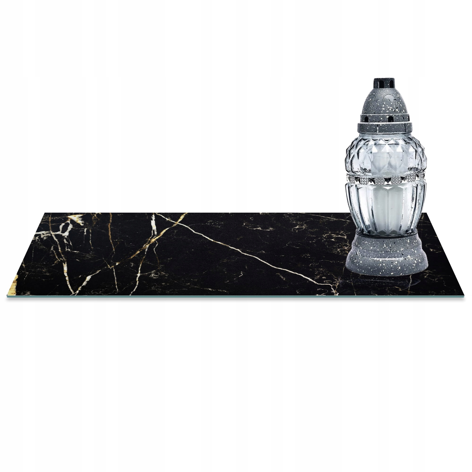 SZKLANA PODSTAWKA POD ZNICZE 60x30cm Marmur 07d