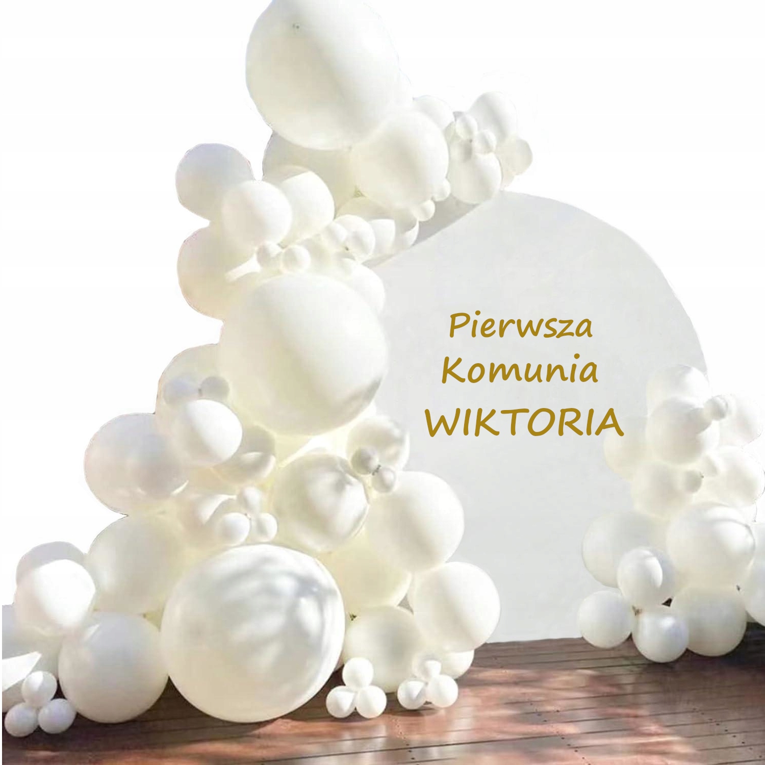 Bílá dekorace Svaté Přijímání Kolo Stojan 2 m obal na pozadí Nápis balónky