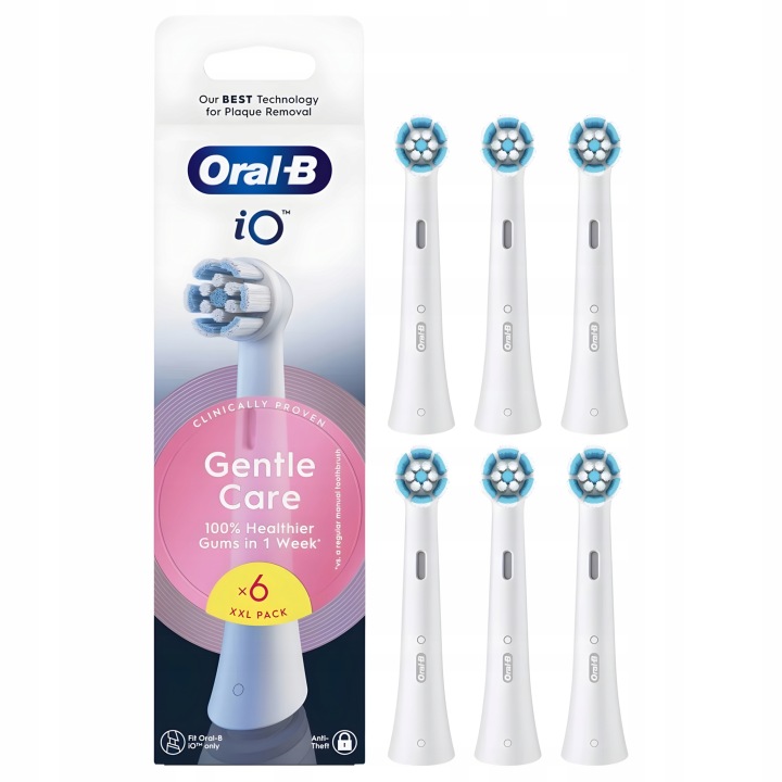 6 szt Oral-B iO Gentle Care końcówki do szczoteczki oryginalne białe