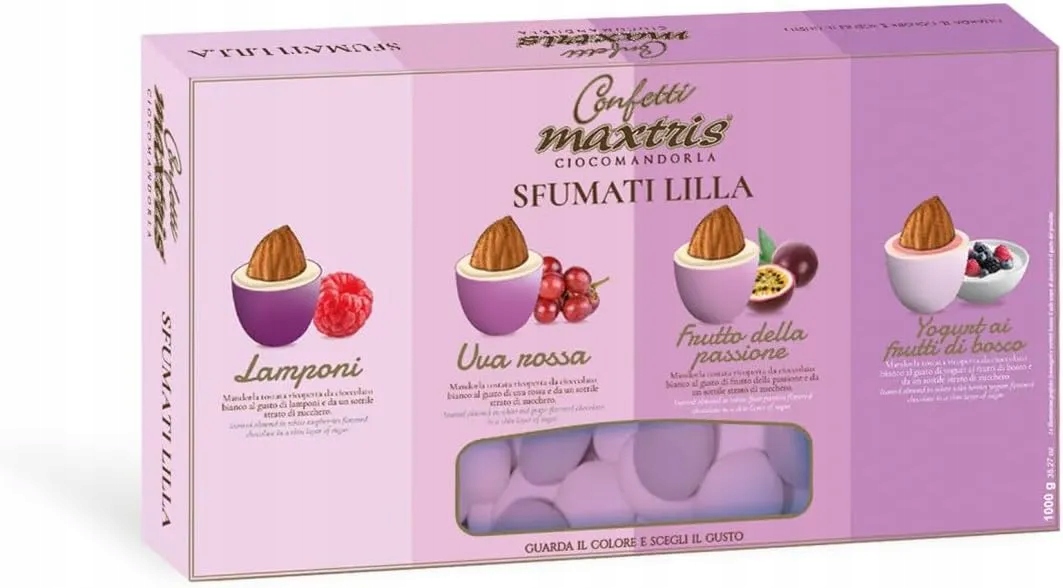 Confetti Maxtris Mandorla Sfumato Lilla fioletowe migdały 4 smaki 500g
