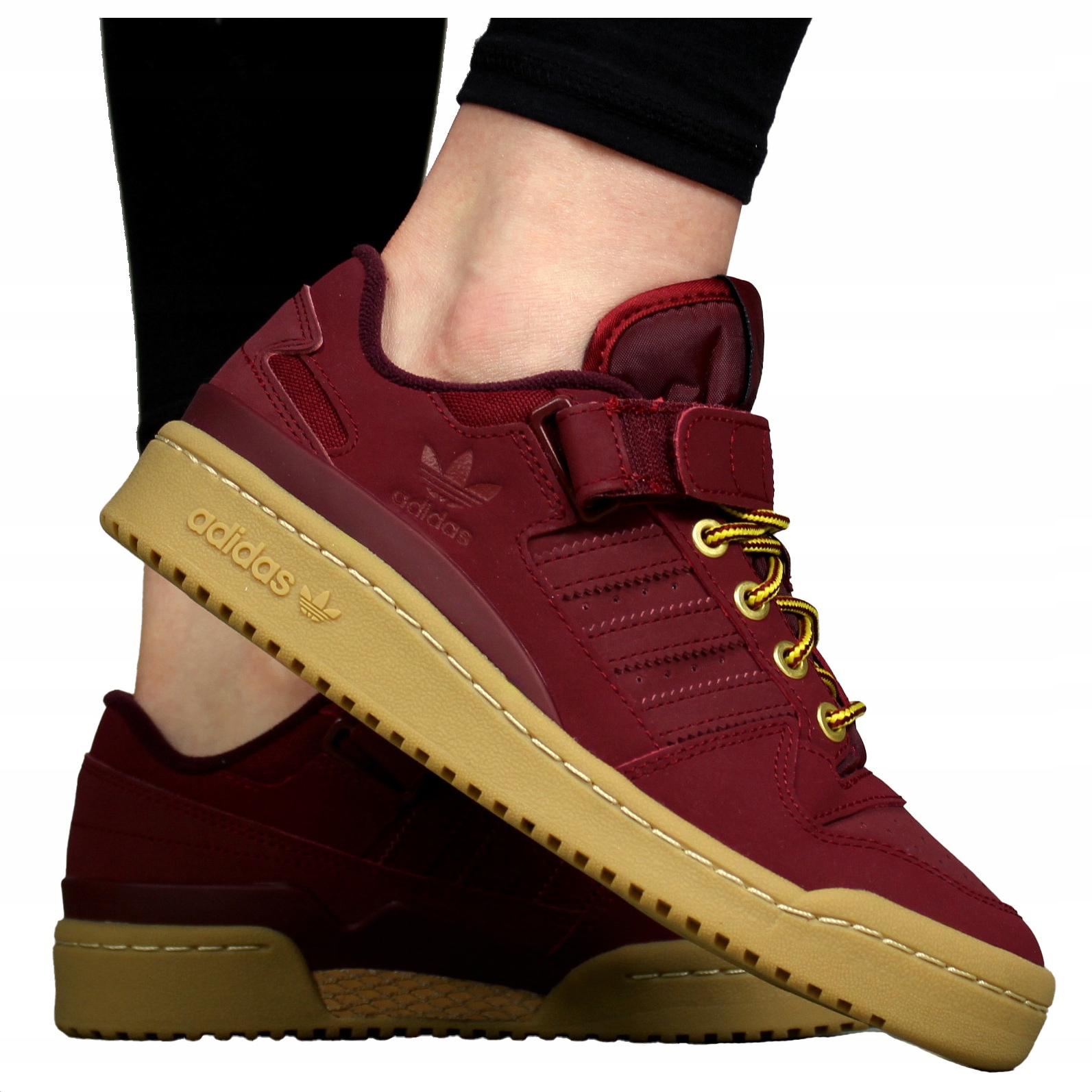 dámské boty Adidas Kožené Burgundy z kůže sportovní tenisky Pohodlné