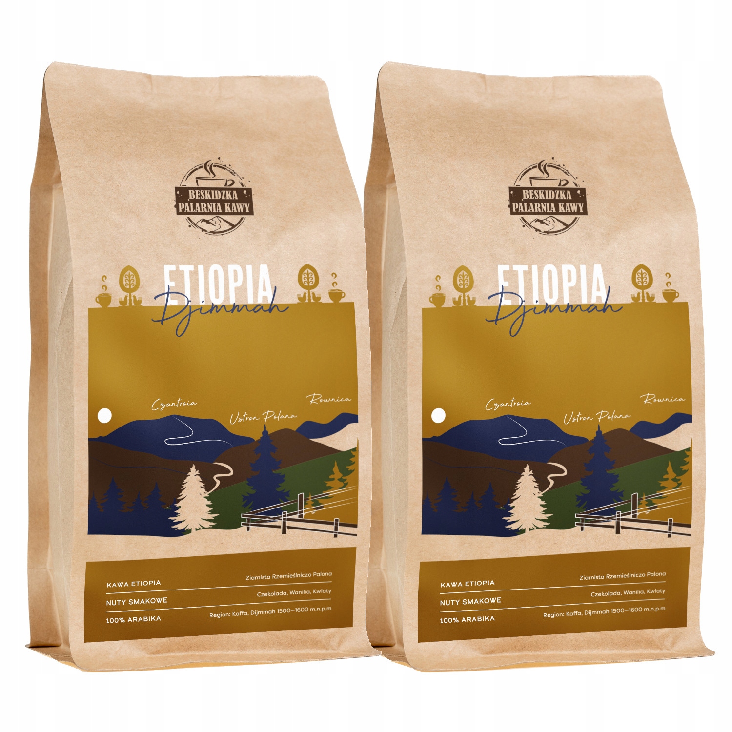 Čerstvě Pražená Káva Zrnková Etiopie Djimmach 2x500g 100% Arabica