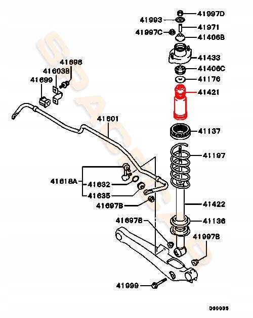 OSŁONA Z ODBOJEM AMORTYZATORA TYŁ MITSUBISHI ASX GALANT LANCER OUTLANDER Typ samochodu Samochody osobowe