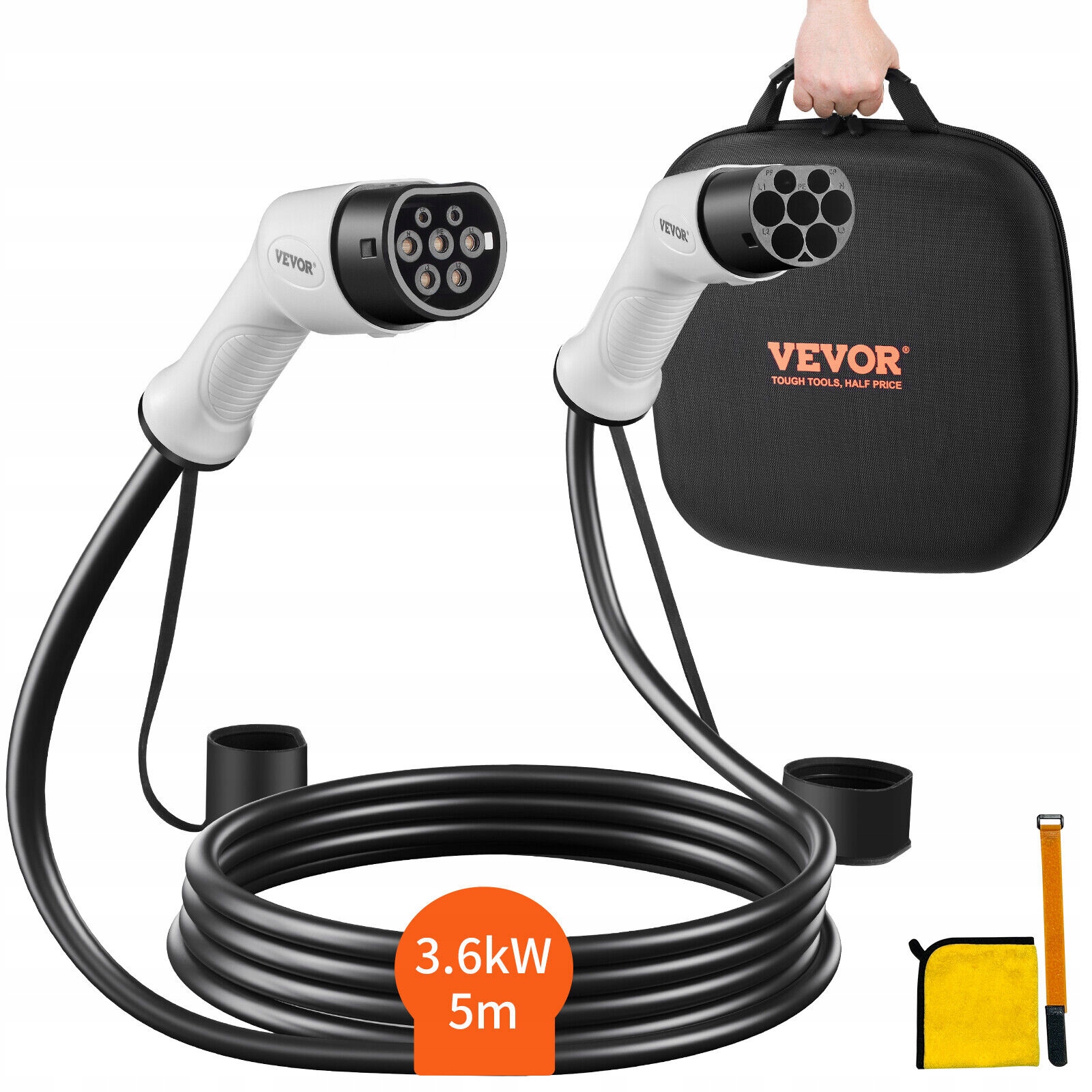 Nabíjací Kábel Vevor Typ 2 Pre Elektrické Auto 5 M 16A 3.6 Kw IP66