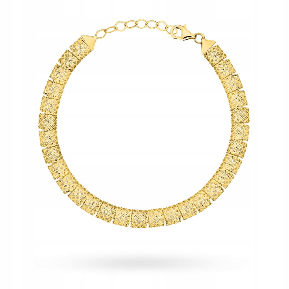 Zlatý náramek 585 diamantové Čtverce modulární 20,5 cm dárek 4.07 g